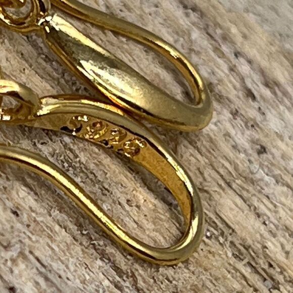 Gold Drill Drop Dangle Earrings Swarovski Crystal - Picture 5 of 6